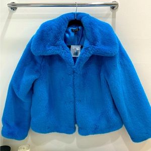 Blue Topshop faux fur coat